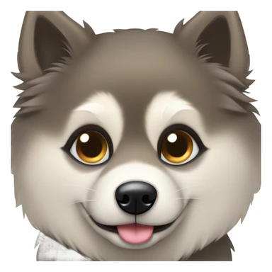 Perro pomsky,negro, con un ojo azul y otro ojo marrón,  sticker