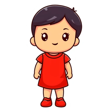 adorable child in a bright red dress sticker