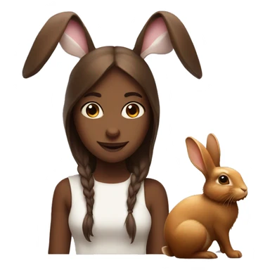 а rabbit and a hazelnut with a brunnete girl sticker