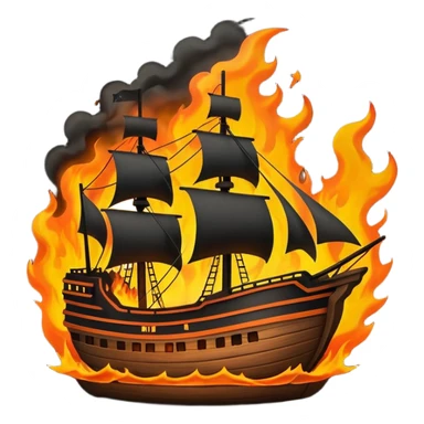 un barco quemandose sticker