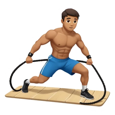 man doing Plank Waves in a crossfit training , with ropes sticker