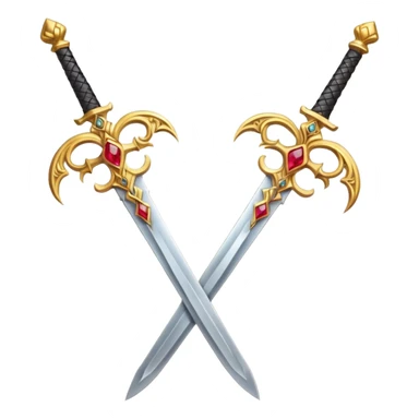 Two golden fiery royal crossed swords sticker