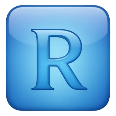 capital letter "R" printed in blue color square shape in center sticker