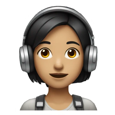 A girl with straight short dark hair wearing headphones sticker