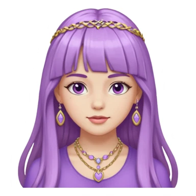 lilac girl with long hair and bangs worker and acessories sticker