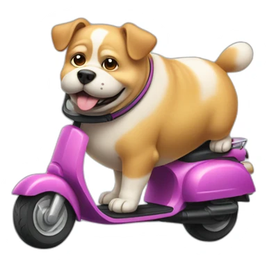 fat dog on scooter sticker