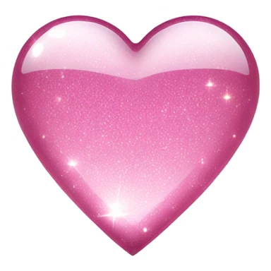 A transparent glass, pink sparkle heart sticker