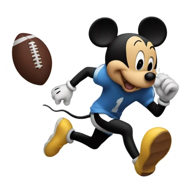 Mickey Mouse running with a football sticker