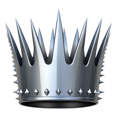 A spiked crown emoji made of silver chrome, sharp yet rounded metallic spikes, glossy reflections, aggressive luxury swag aesthetic, iOS emoji style, centered, clean white background sticker