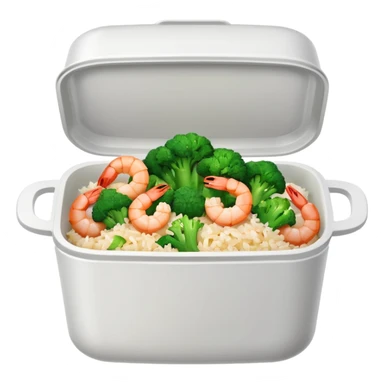 Shrimp and broccoli with white rice Chinese takeout sticker