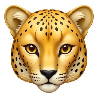 Cinematic Noble Cheetah Portrait Emoji, Poised and regal, with a lean, muscular build and a sleek, spotted Fur of golden hues, deep-set soulful amber eyes, Simplified yet sharp and sophisticated features, highly detailed, glowing with a warm, dignified glow, high shine, intelligent and swift, stylized with an air of wild elegance, focused and attentive, soft glowing outline, capturing the essence of a watchful and confident predator, so majestic it feels as though it could sprint out of the screen with effortless authority! sticker