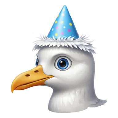 A seagull head with a party hat, without the body sticker