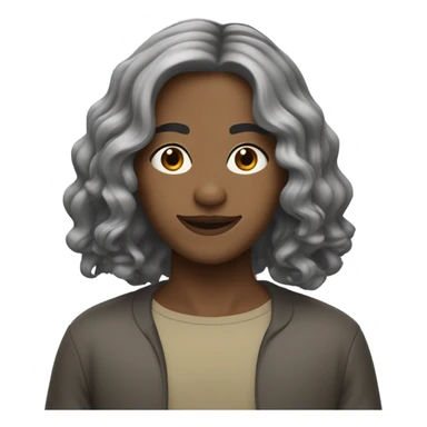 shoulder length wavy brown and grey hair center parting sticker