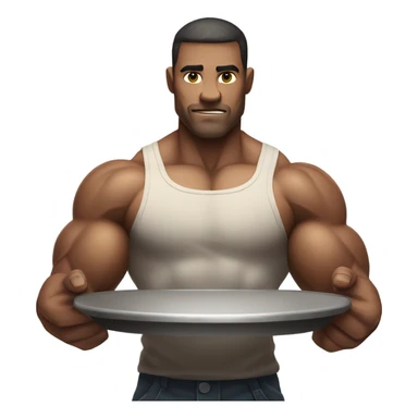 muscle flex holding plate, no body just arms sticker