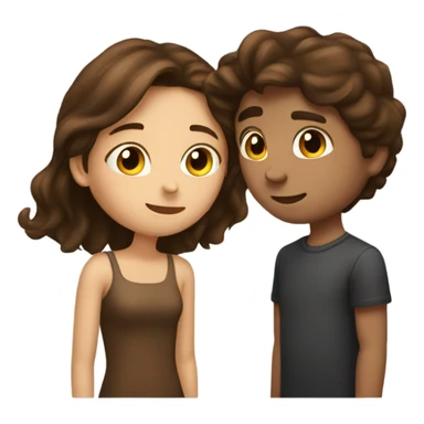 Brown long hair girl kiss brown boy sticker