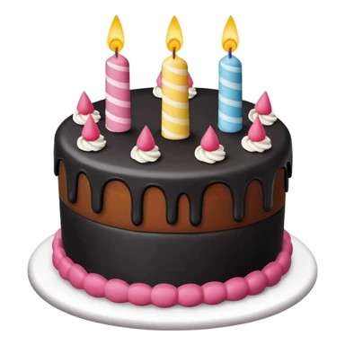 birthday cake with black icing and decorations, no text sticker