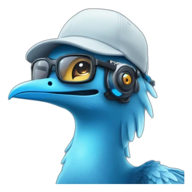 Crazy funny Cyberpunk Articuno head with beautiful smile wearing glasses and hat sticker