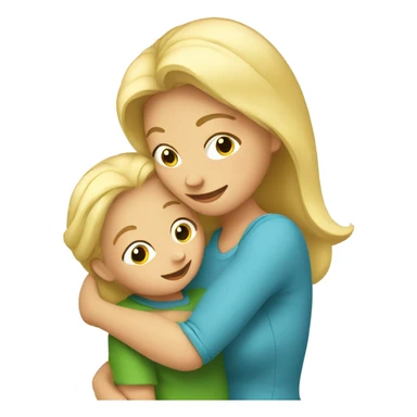 Blonde mom with long her is hugging her toddler son  sticker
