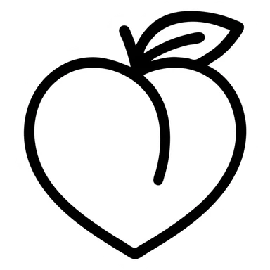 stylized peach icon, minimal lines, flat color, modern look sticker
