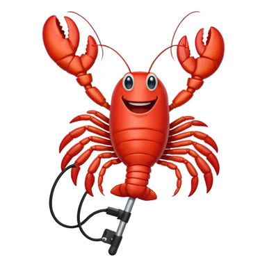 Lobster very happy jumping on pogo stick sticker
