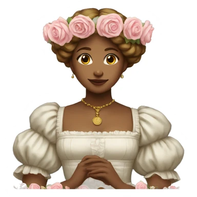 renaissance maid with a halo and her lap full of roses sticker