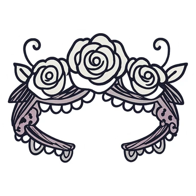 gothic flower crown, sketchy, whimsical, gothic lace accents, black and purple sticker