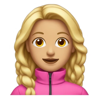 Blonde woman wearing pink ski suit sticker