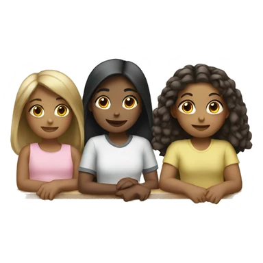 3 girls sitting together  sticker