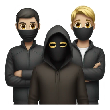 masked thief standing behind 2 people  sticker