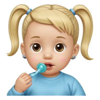very smalll  baby with ponytail and pacifier sticker