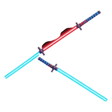 two lightsabers, one blue and one red, clashing with sparks sticker