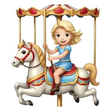 child riding a carousel horse, joyful expression sticker