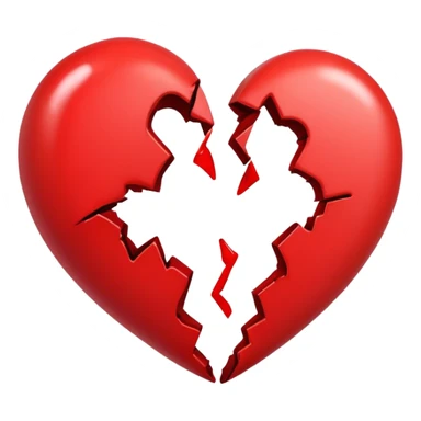 Red heart breaking in half  sticker