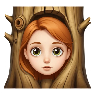 Girl with big eyes and tree trunk nose sticker