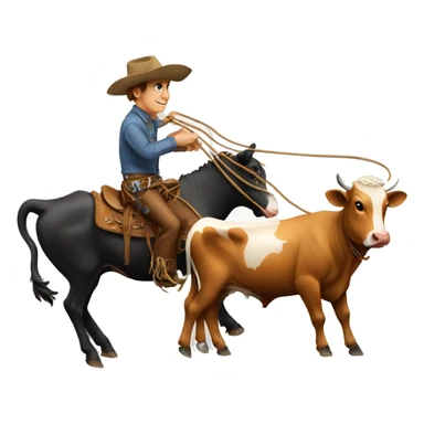 Cowboy roping a cow sticker