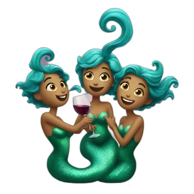 Three mermaids drinking wine sticker