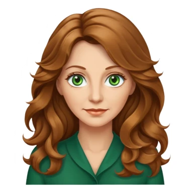 Woman 50 yrs light brown long wavy hair green eyes l sticker
