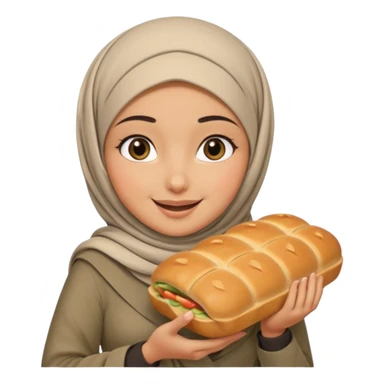 arab GIRL with hijab half body to belt, big bread sticker