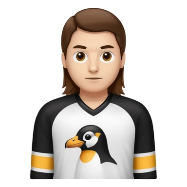 Wearing Penguins Jersey with long hair sticker