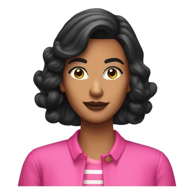 Tanned woman with black hair dressed in 1990s preppy hair, makeup, and neon attire  sticker