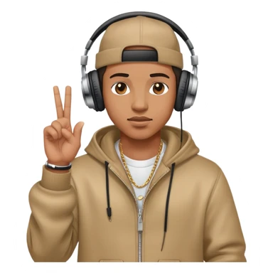 rapper with headphones making hand gestures sticker
