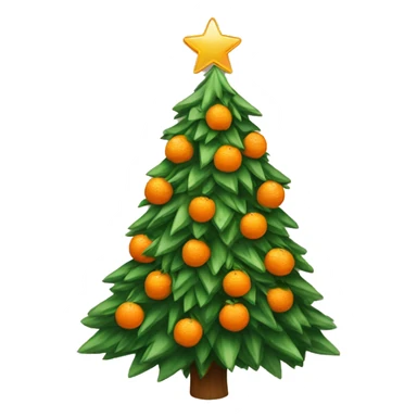 The Christmas tree is decorated with tangerines sticker