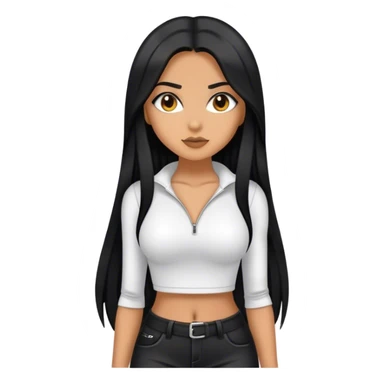 Tan girl with black long hair and hot outfit sticker