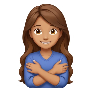 girl crossing her arms to hold her neck while smiling  sticker