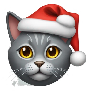 Gray cat wearing Santa hat sticker