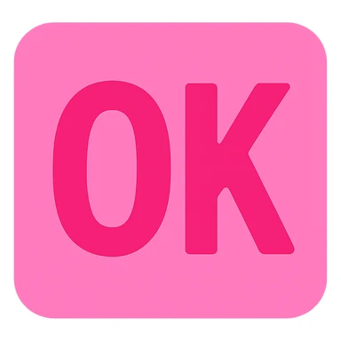 pink square with bold 'OK' text sticker