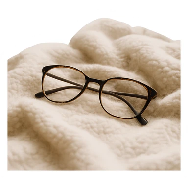 cozy reading glasses on a soft blanket, peaceful sticker