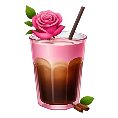 Cold brew coffee with roses pink red and mini small size glas sticker