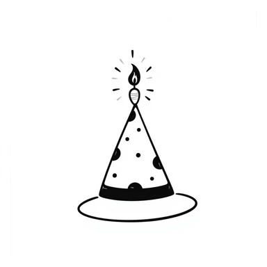 birthday hat, hand drawn doodle style sticker
