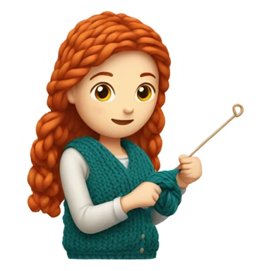 Red headed woman knitting  sticker